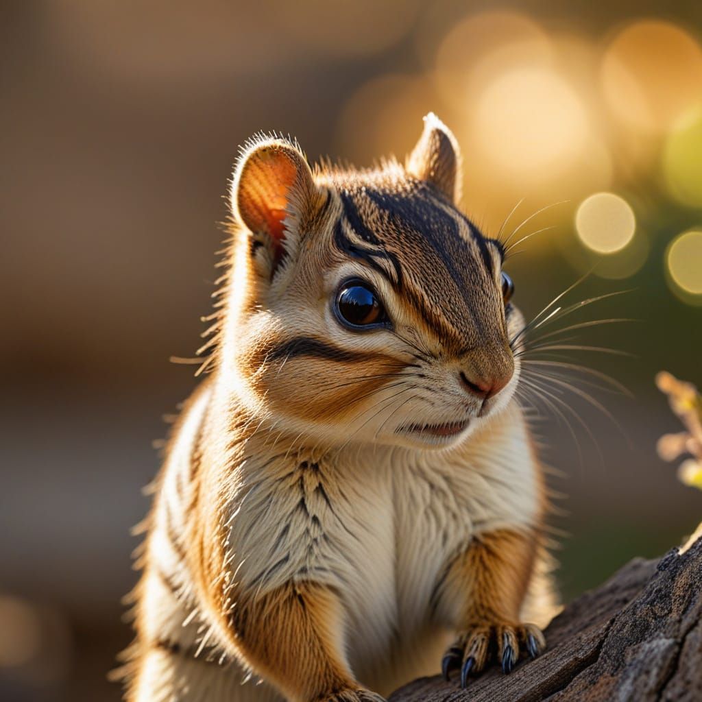 Curious Chipmunk Stares into Telephoto Lens: Wildlife Photog...