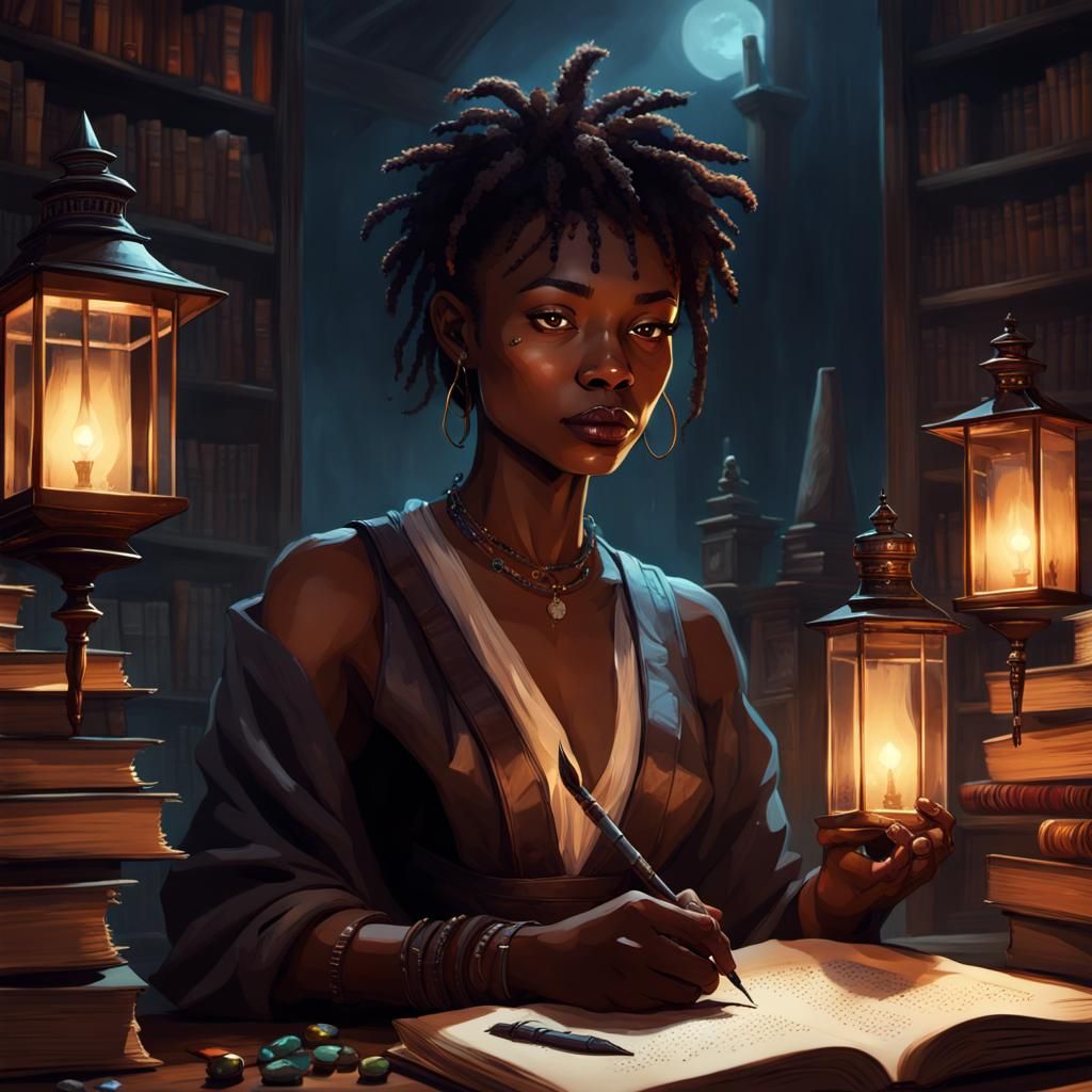 Mystical Being in Library Concept Art