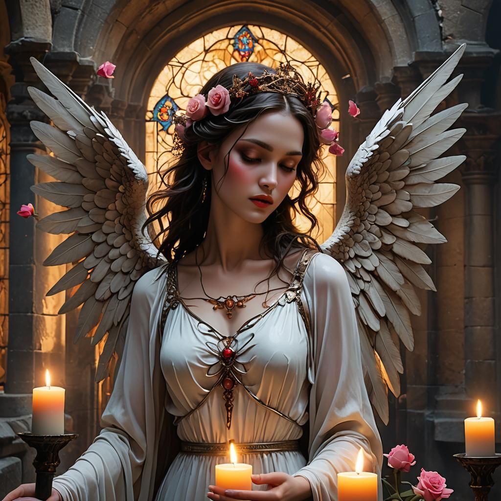 Angelic Kiss: A Romantic Dark Fantasy Scene