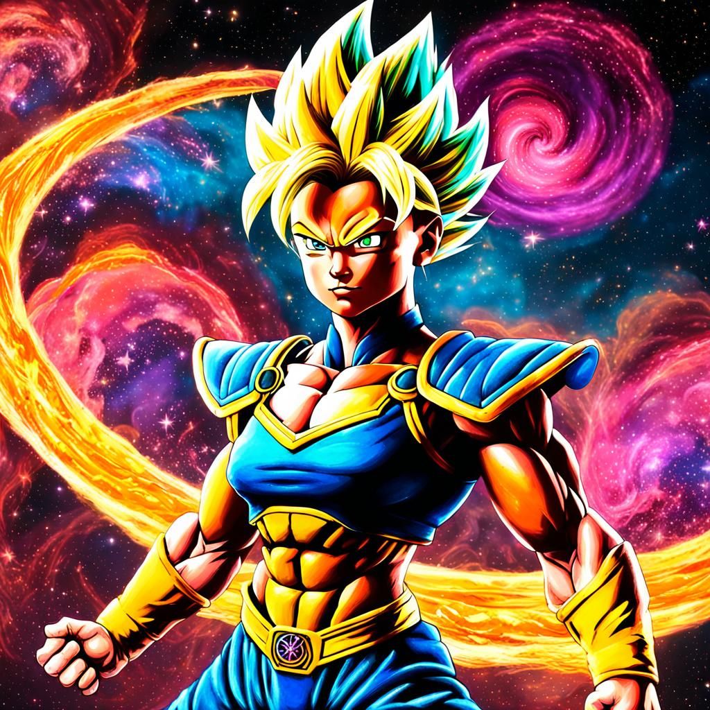Legendary Super Saiyan Warrior in Starry Nebula