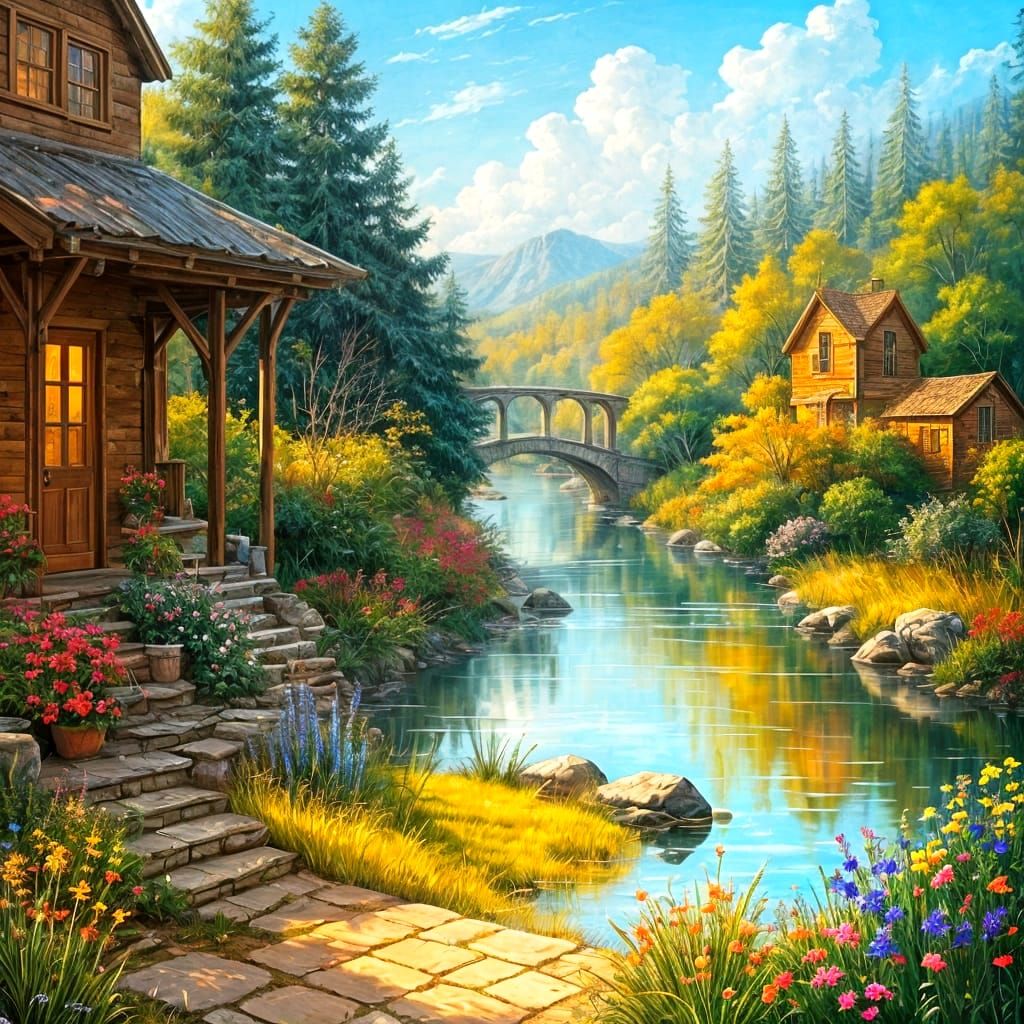 Abstract Composition in Oil Paint Style