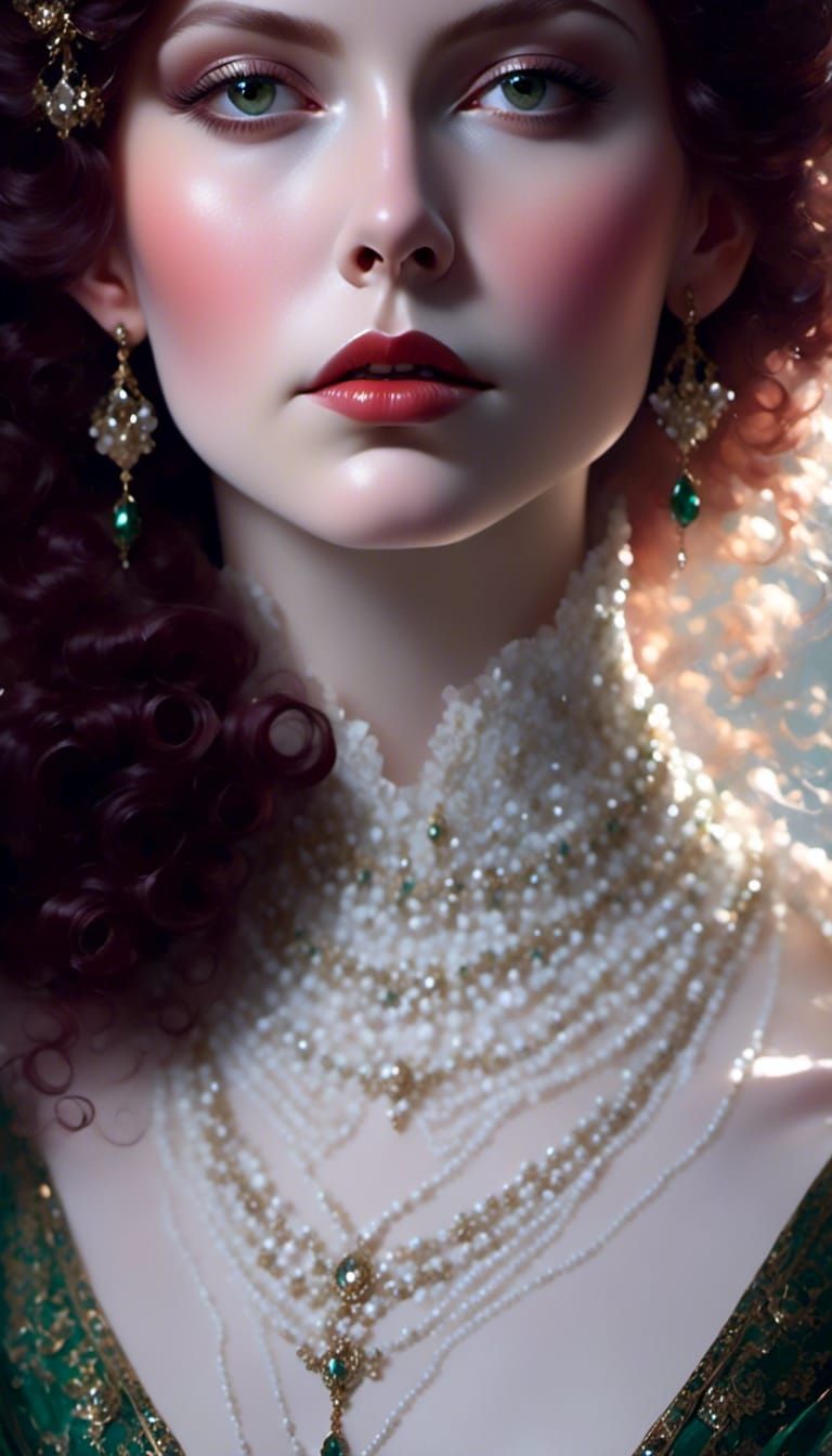 Fantasy Princess in Brocade Gown, Classical Portraiture