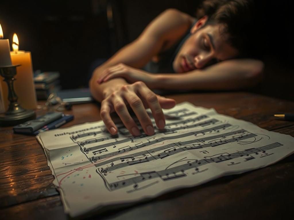 Crumpled Music Sheet in Duotone