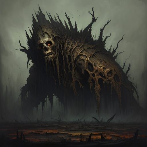 Dark Fantasy Masterpiece: Grotesque Eldritch Entity in Oil P...