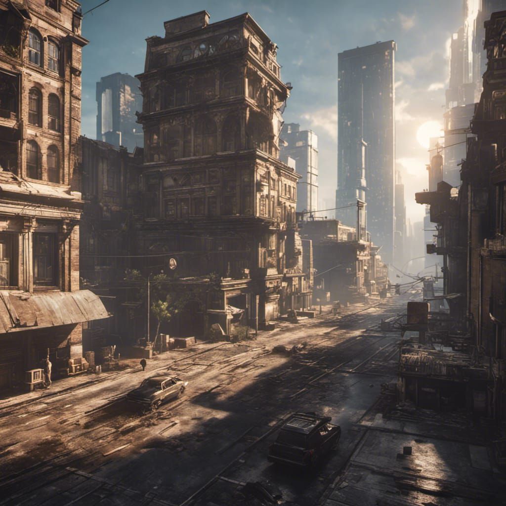 Rundown City in 3D Game Cinematic Style