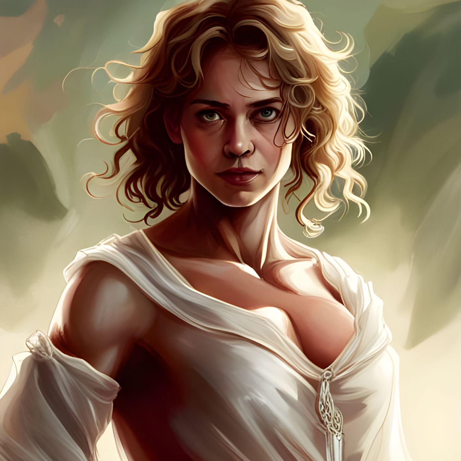 Muscular Woman in Rococo Style, Hyperdetailed