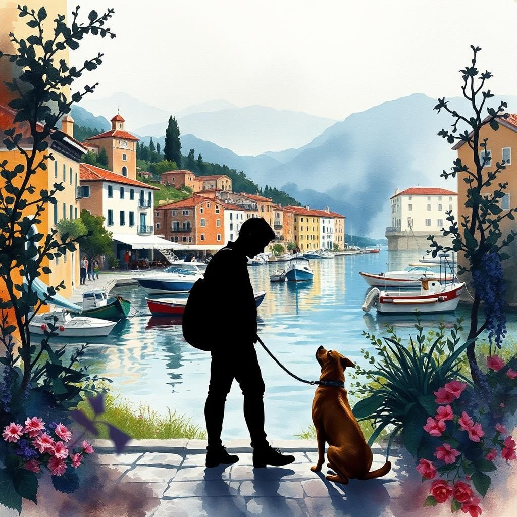 Mediterranean Harbour Watercolour Painting