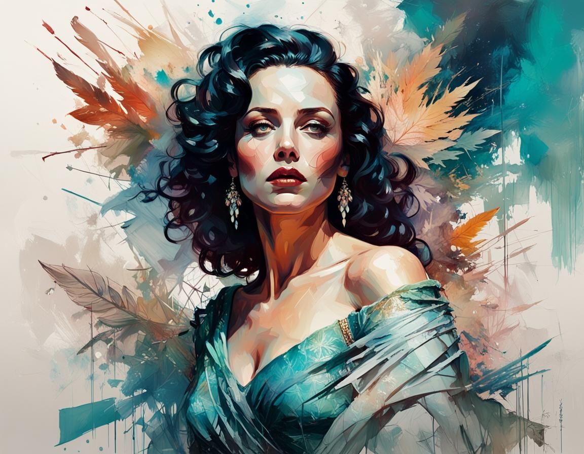 Radiant Portrait in Art Nouveau and Digital Style