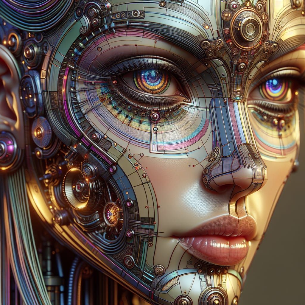 Cyberpunk Woman Portrait with Cybernetic Eyes in 8K