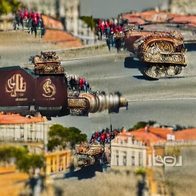 Steampunk Soviet Tank Marches Through Lisbon