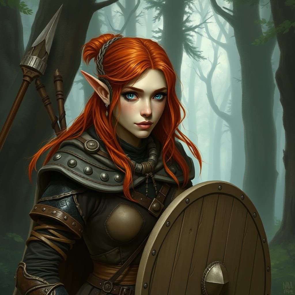 Female Dwarf Druid in Mystical Forest, Inspired by Stalenhag...