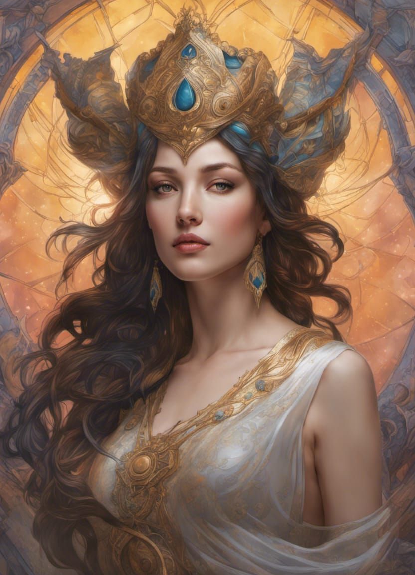 Radiant Goddess Portrait with Hyperrealistic Details