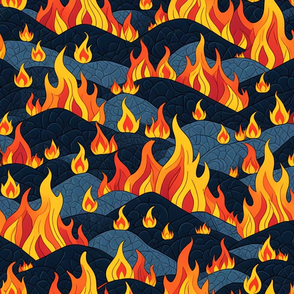 Quilted Bushfire Illustration: Textile Art