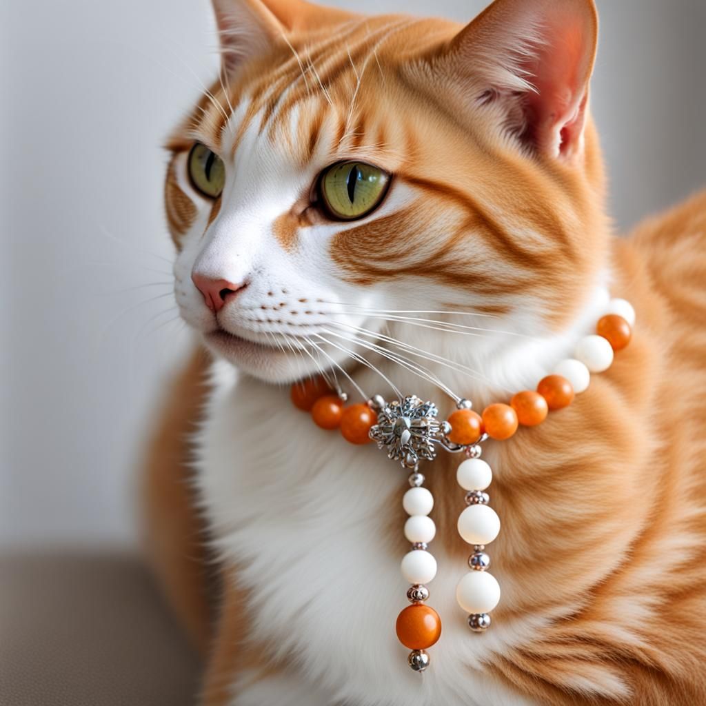 Orange Tabby Cat Swallowing Beads