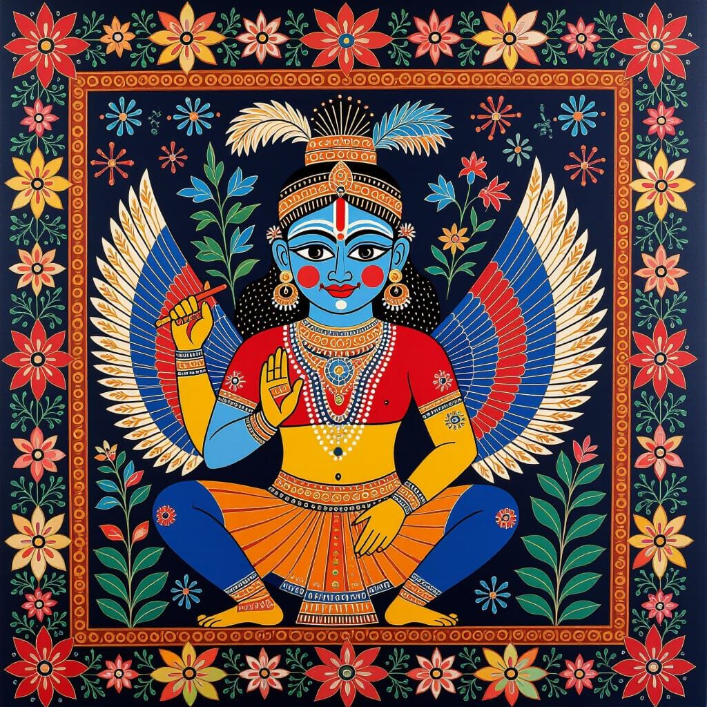 Mister Madhubani Painting in Texas Landscape