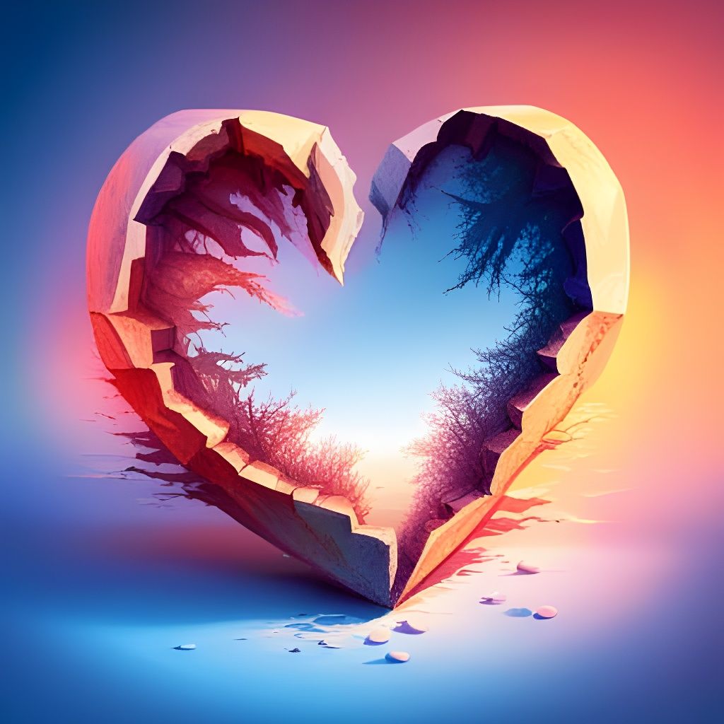 Artistic Broken Heart in Hyperrealistic Splash Art