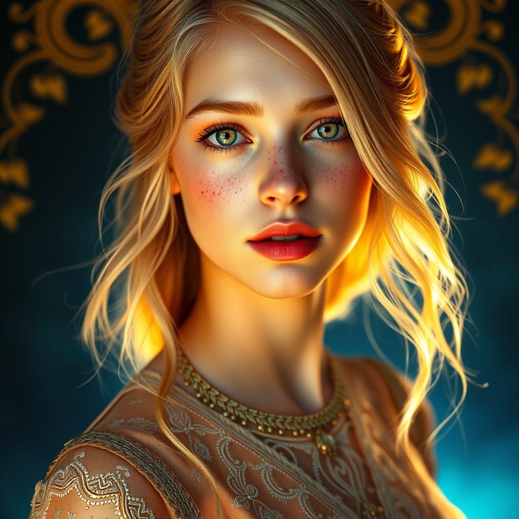 Warmth of a Stepmom's Gaze in Art Nouveau Style