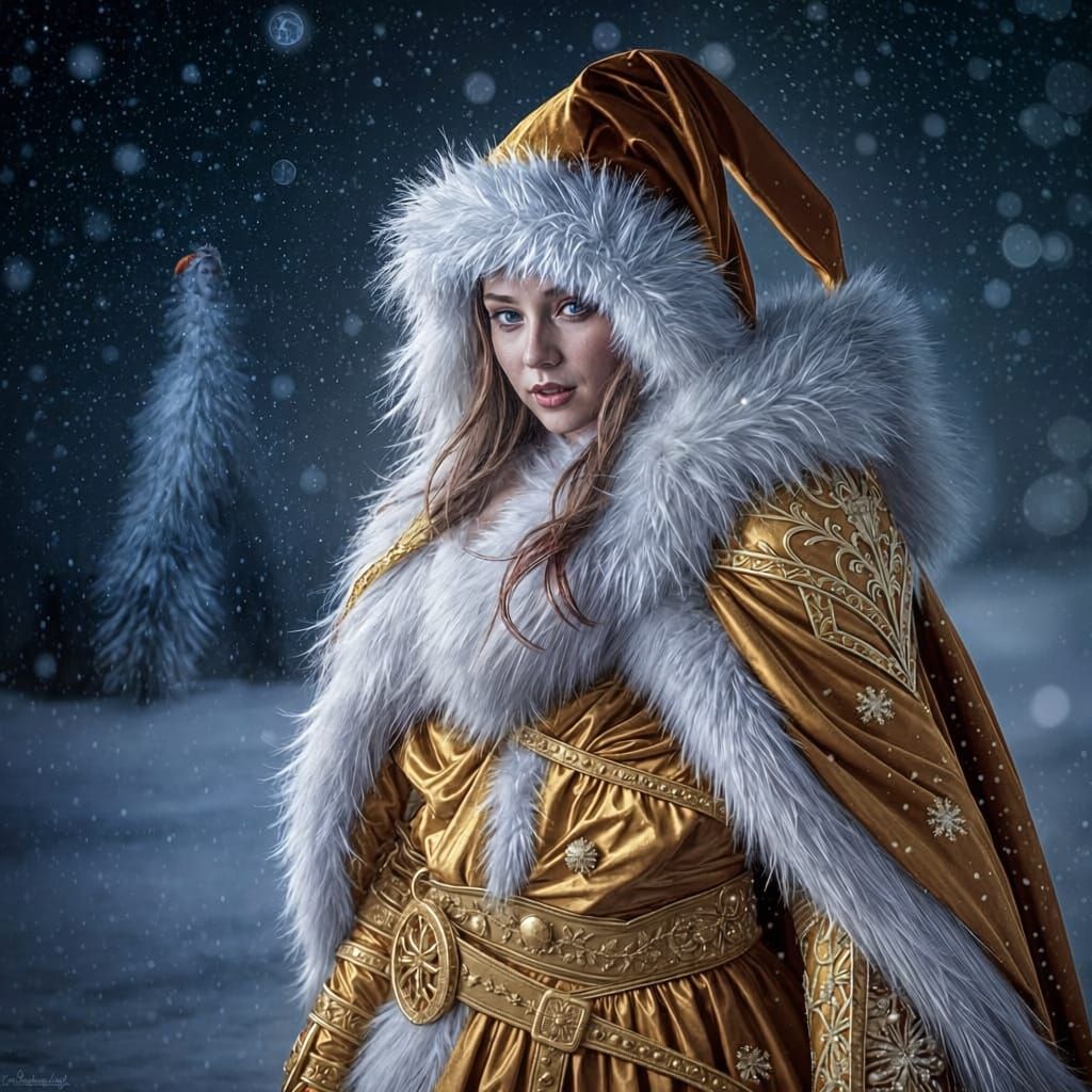 Mrs. Claus in Hyperrealistic Shiny Armor