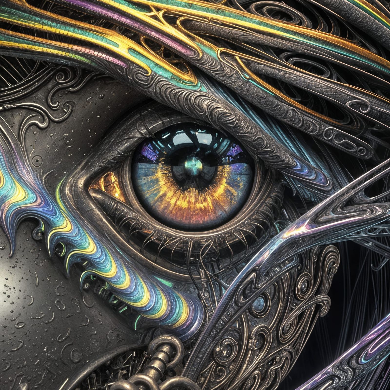 Metallic Rainbow Melts into Biomechanical Pool in Psychedeli...