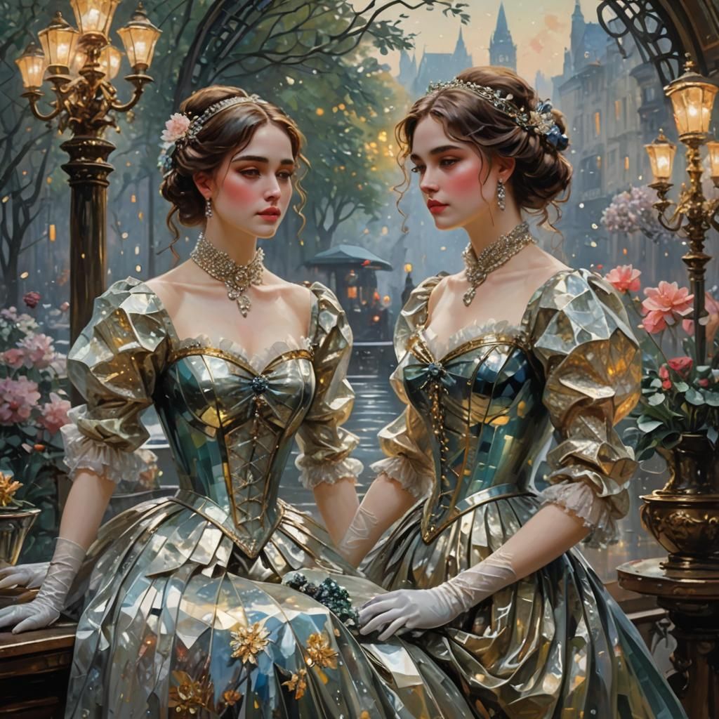 Glamorous Glass Figures in Classic Style