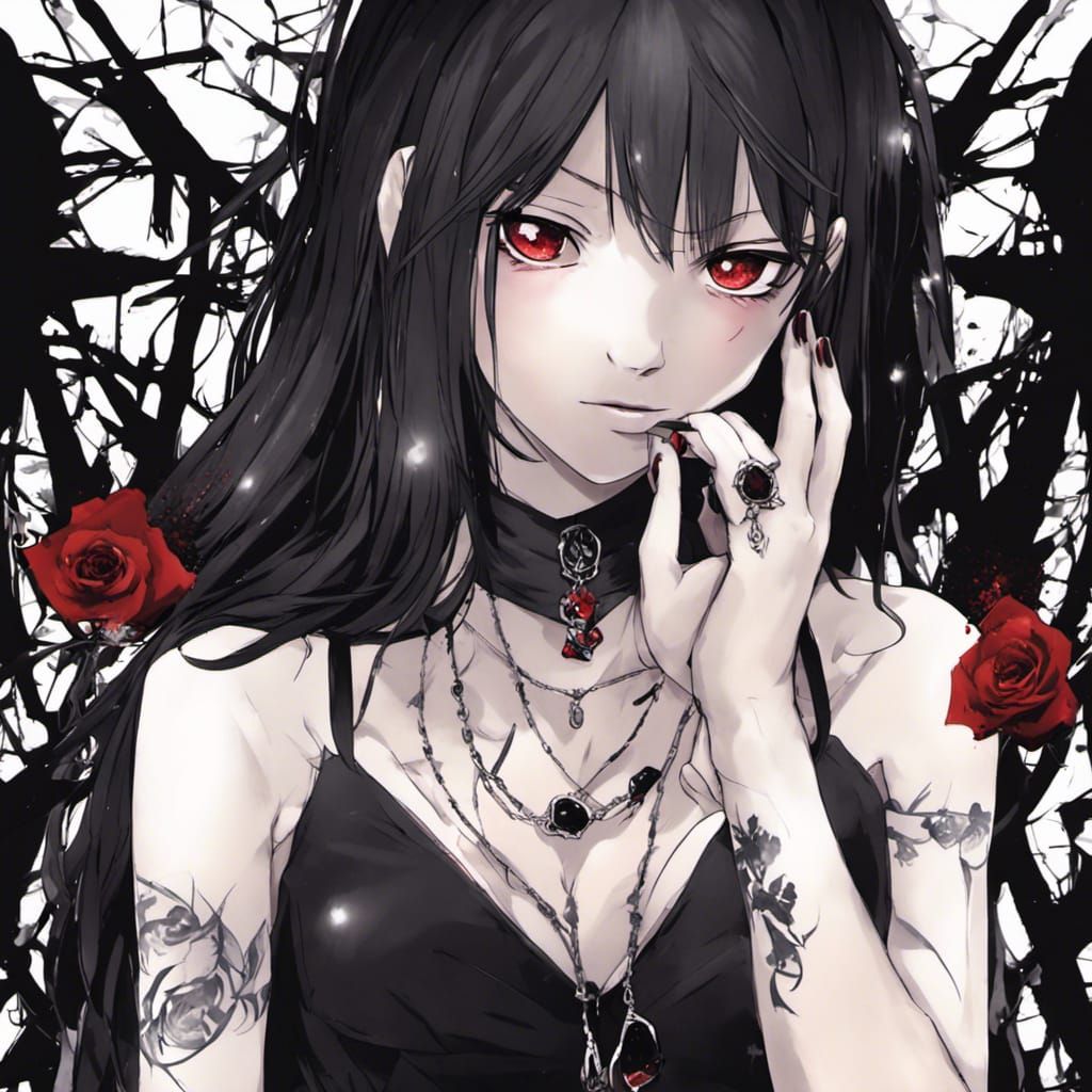 Gothic Anime Girl Crying Blood