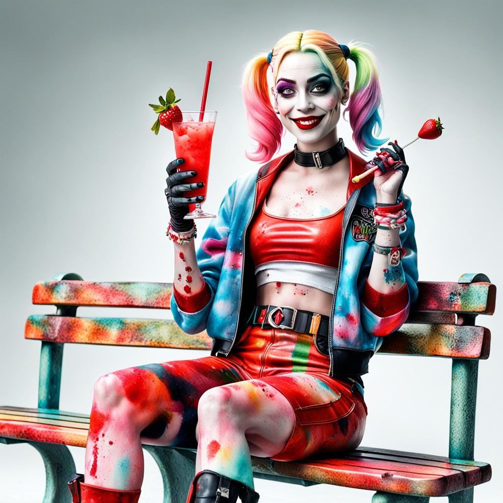 Harley Quinn Heatwave: Hyper-Realistic Airbrushed Film Photo...