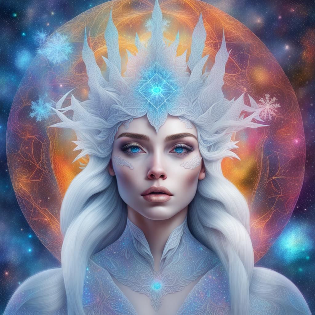 Snow Queen in Holographic Astral Illustration