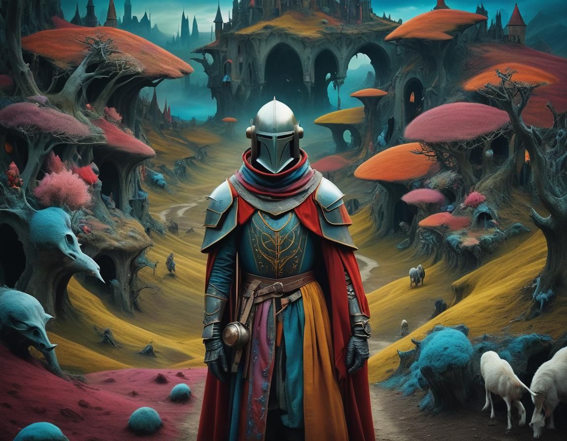 Mystical Being in Apocalyptic Sci-Fi Landscape