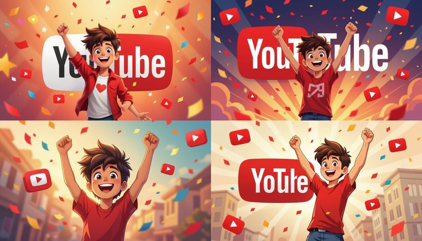 Animated Character Celebrates YouTube Success With Confetti