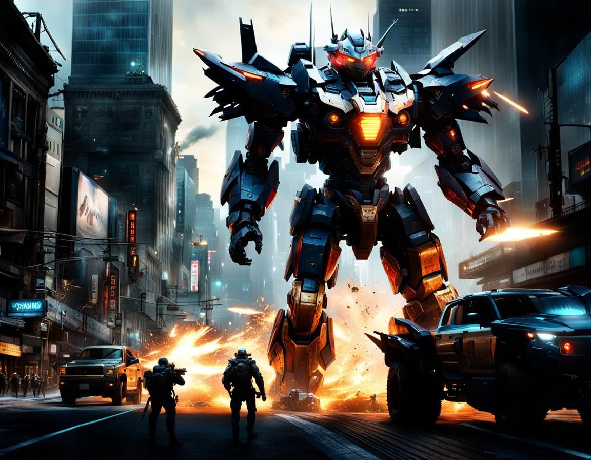 Mecha vs Kaiju Monster in Pacific Rim Style