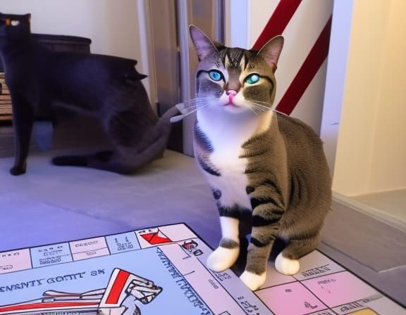 Monopoly Man Cat Whimsical Portrait