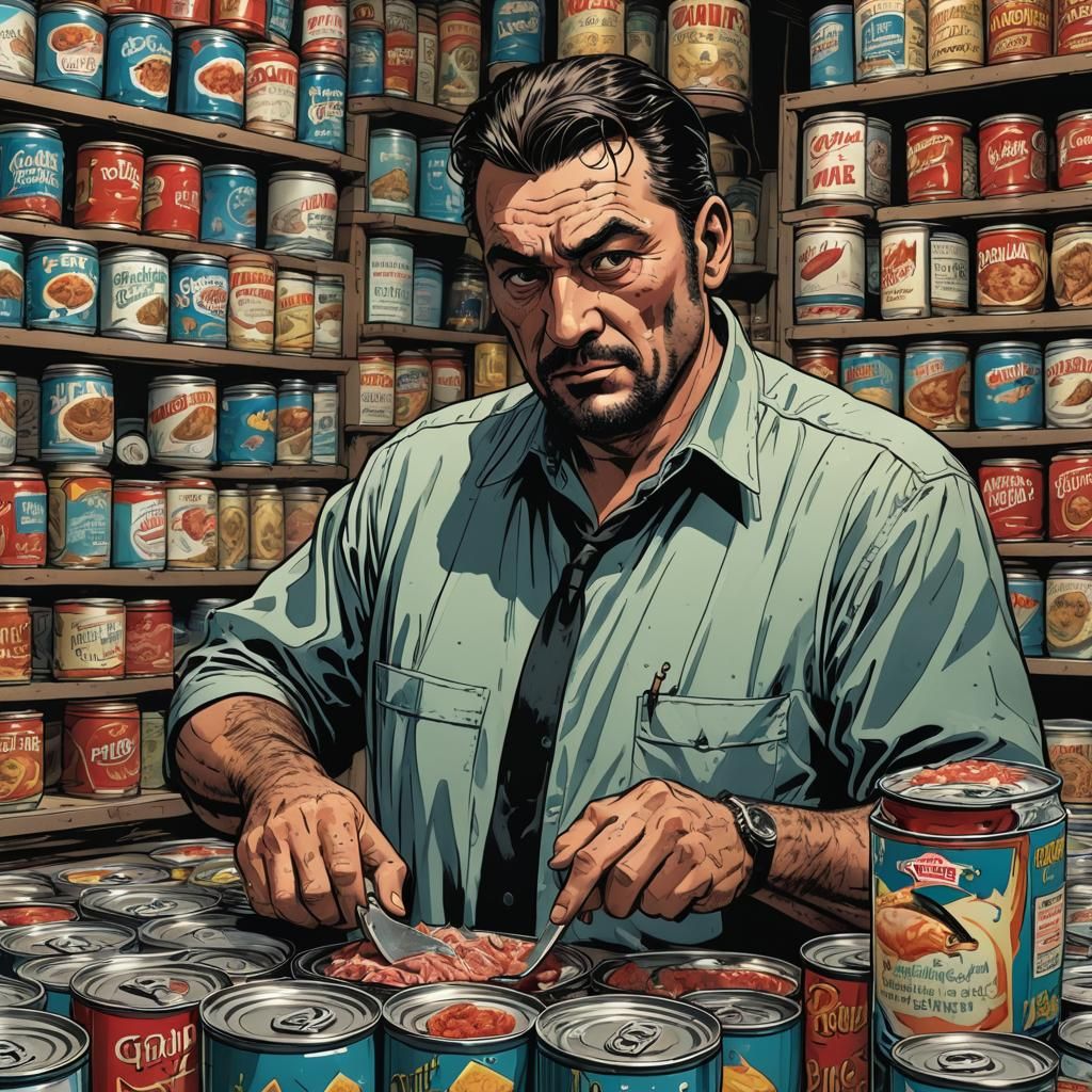 Croatian Mobster Opens Tuna: Comic Book Art