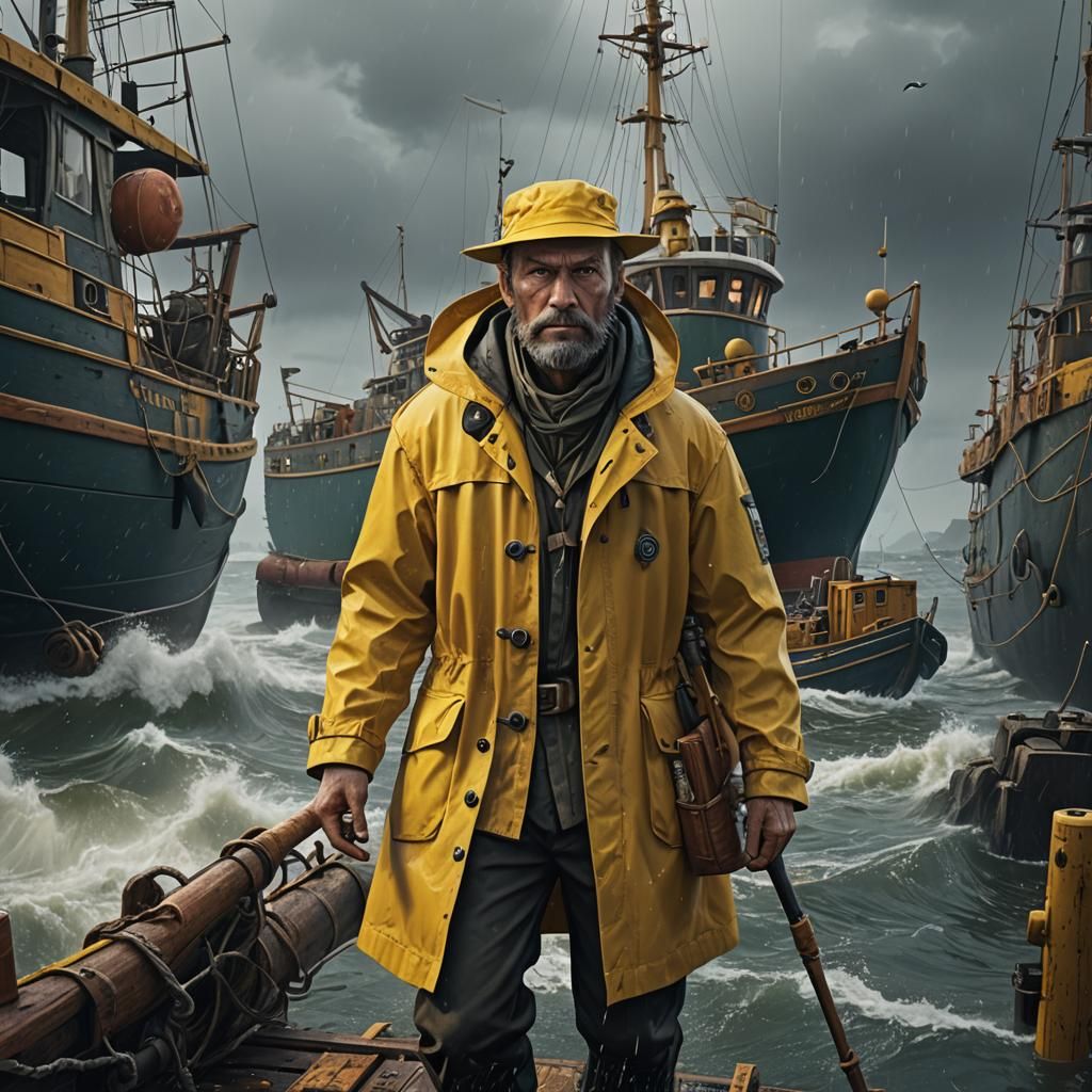 Fishing Trawler Captain in Detailed Matte Painting
