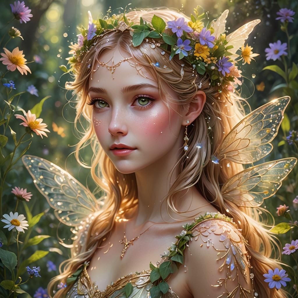 Ethereal Fairycore Beauty in a Lush Garden