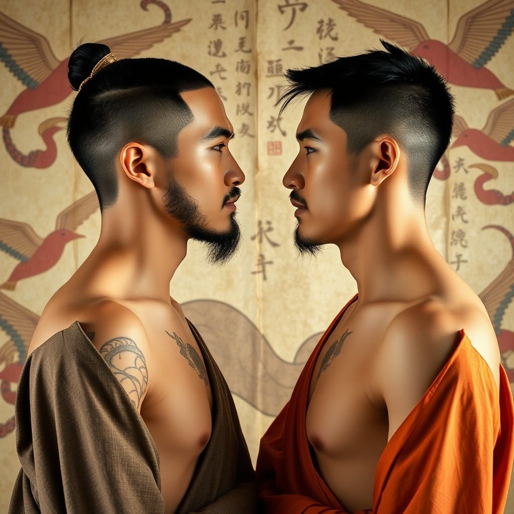 Mogao Grottoes: Two Chinese Men Among Immortals