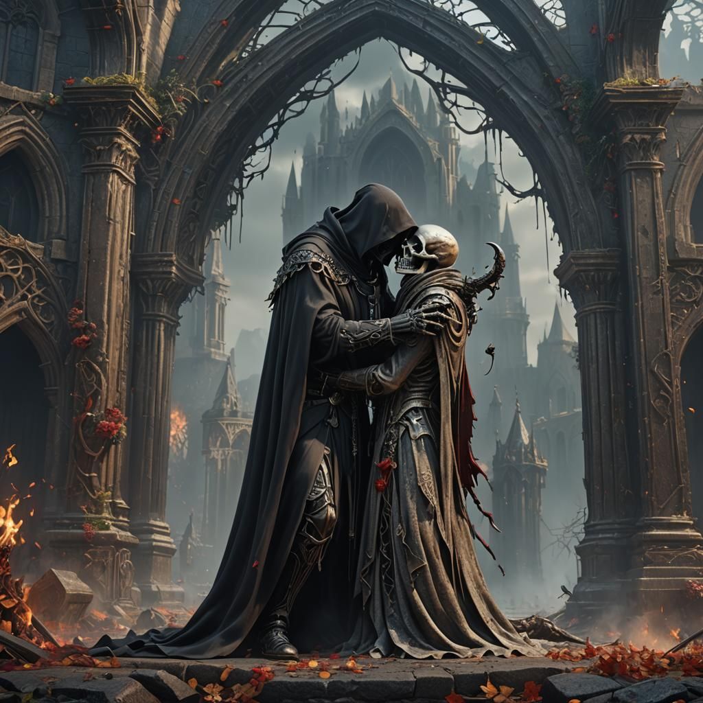 Grim Reaper's Kiss: A Detailed Matte Painting