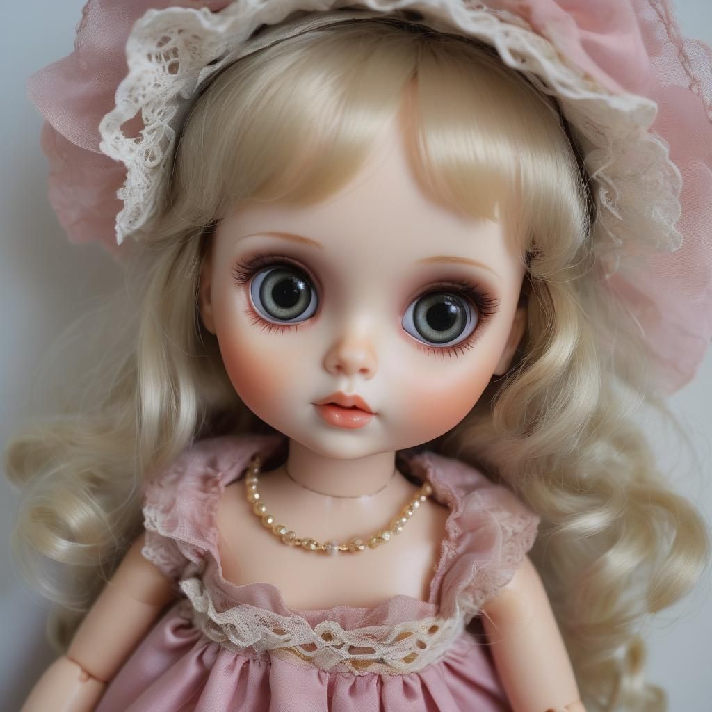 Elegant Big-Eyed Caucasian Doll: An AI Portrait