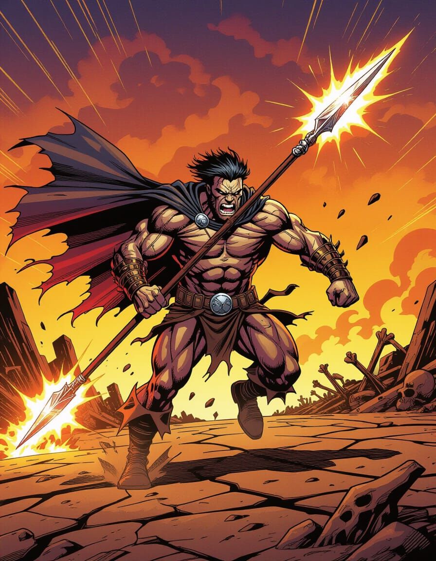 Post-Apocalyptic Nomad in Dynamic Comic Art Style