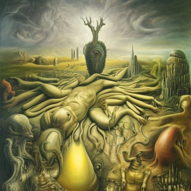 Birth of Loki: A Giger-Inspired Surrealist Painting