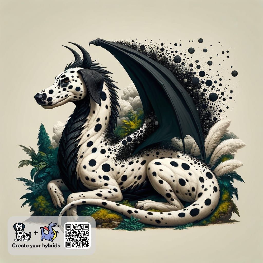 Dalmatian Dragon Hybrid Creature Design