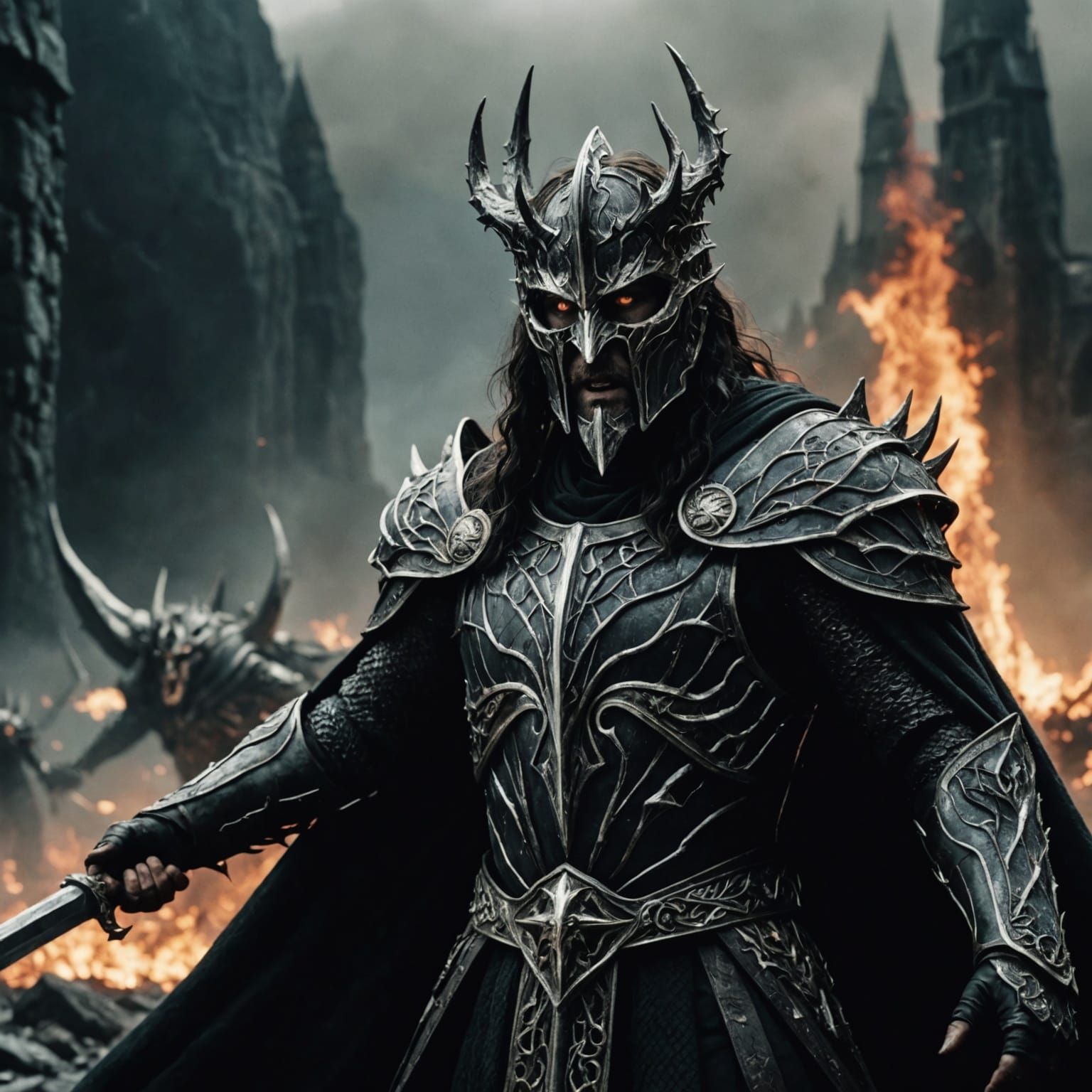 Epic Battle: Morgoth with Silmaril Crown Confronts Turin