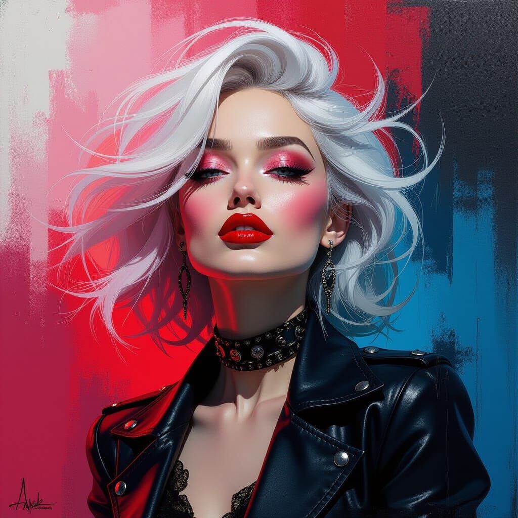 Gothic Pink-Silver Woman in Surreal Dreamscape