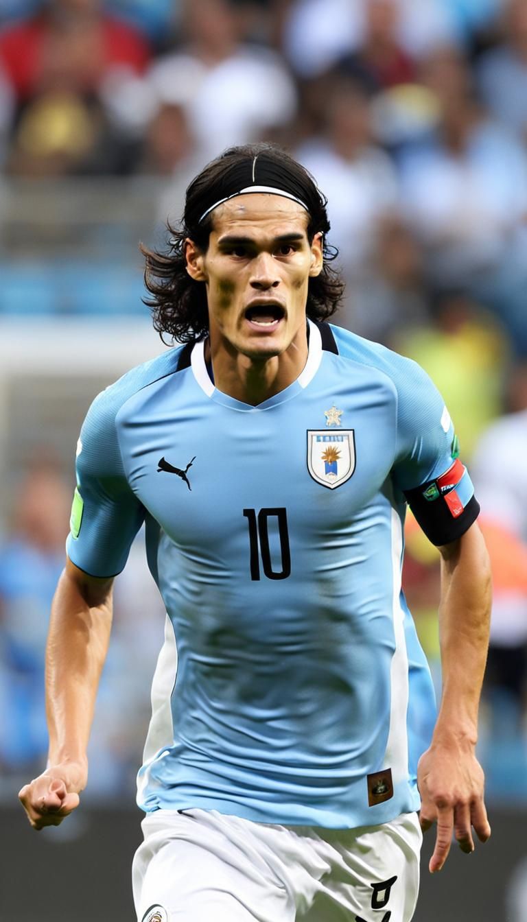 Edinson Cavani in Action for Uruguay