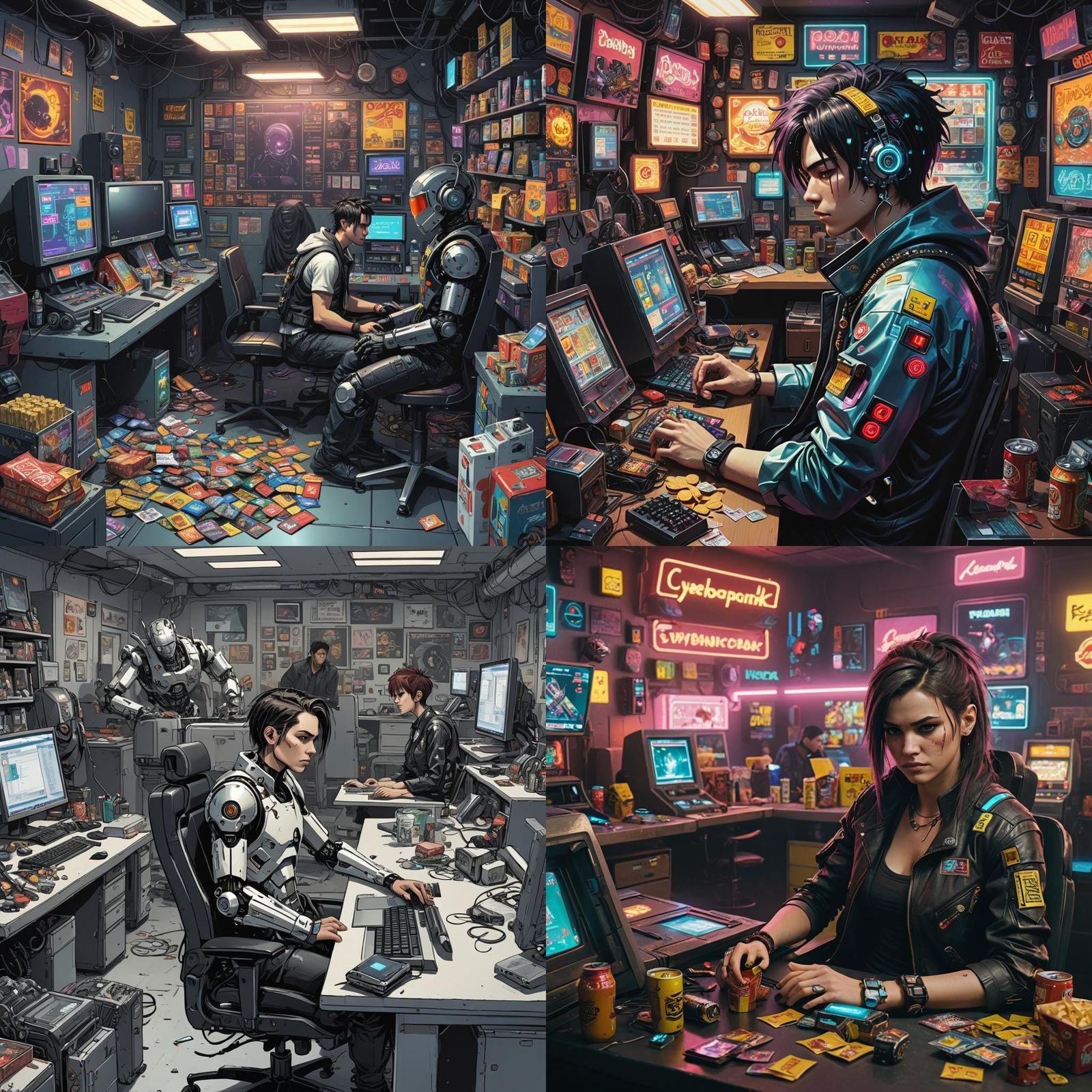 Cyberpunk 2099 Hacker with Robot Assistant