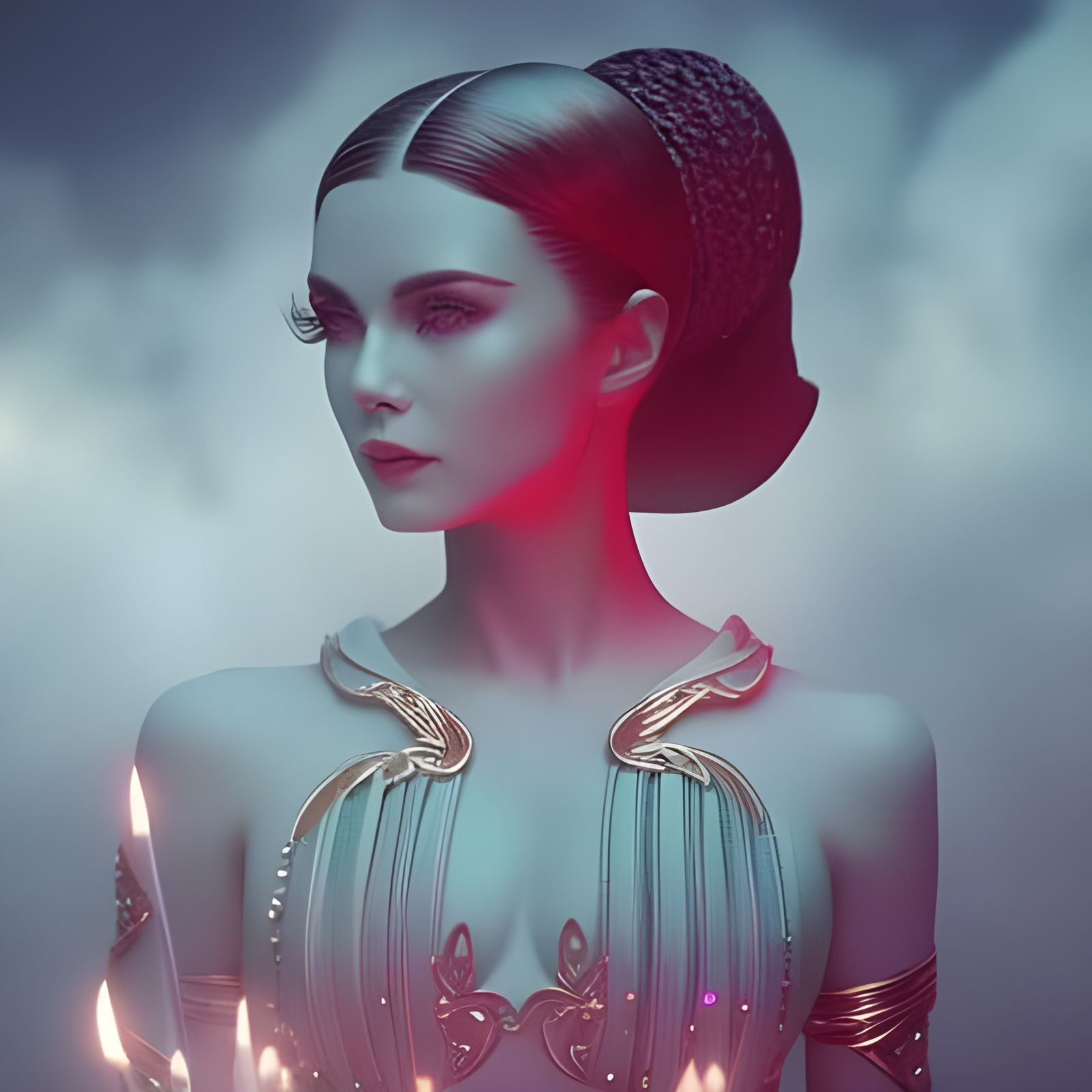 Gorgeous Moon Goddess Portrait in Art Nouveau Style