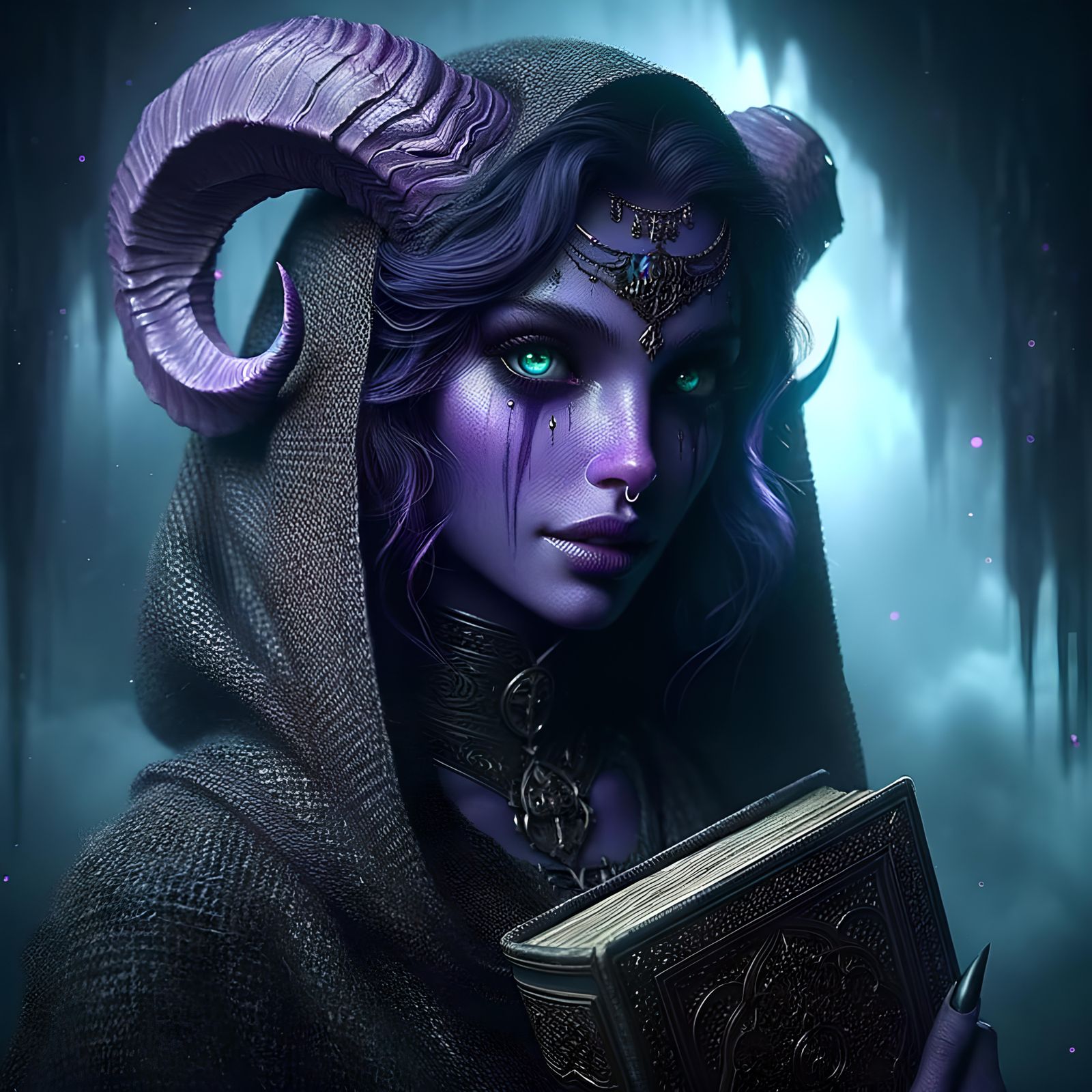 Tiefling Majesty in Dark Fantasy Style