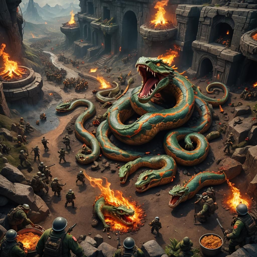 Fire Serpent Attacks: Dramatic Film Poster Art