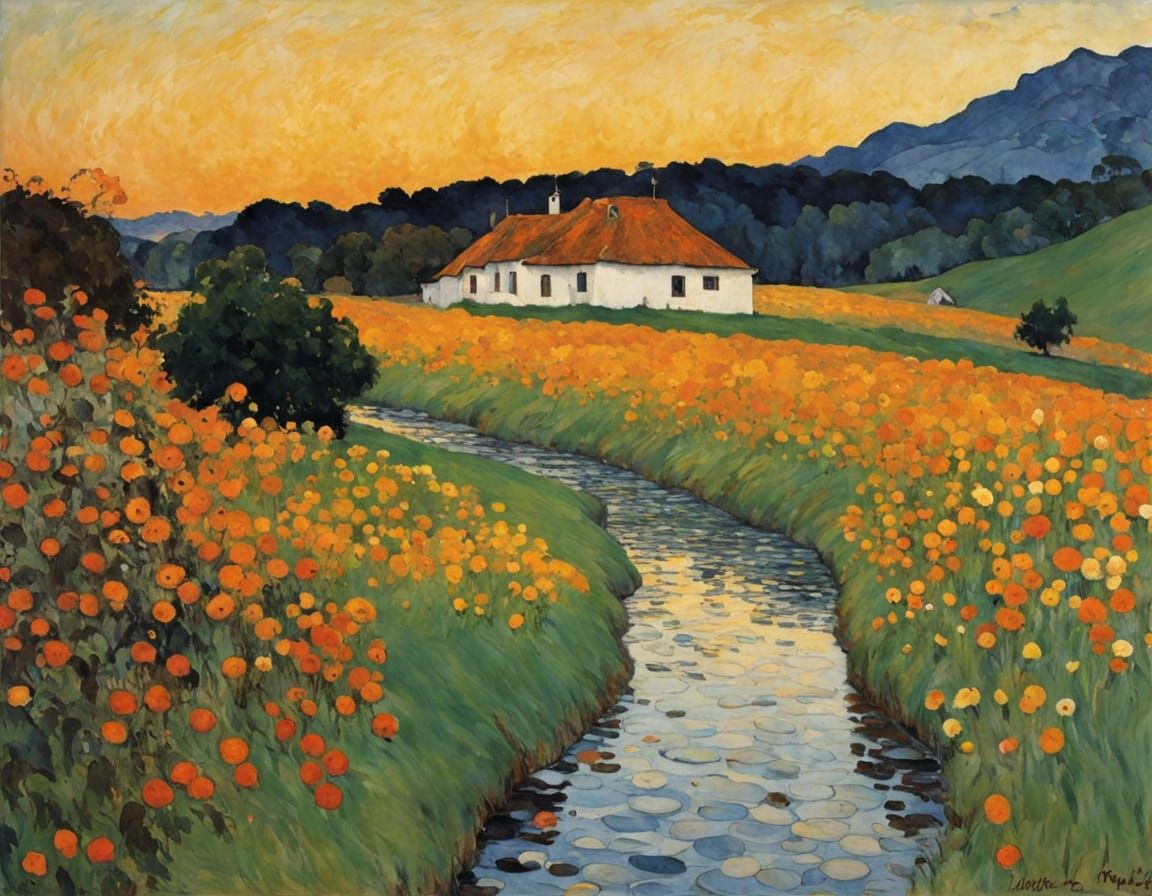 Luminous Landscape in Art Nouveau and Expressionist Styles