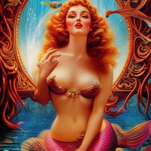 Underwater Mermaid Pin-Up Art