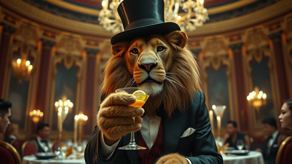 Dapper Lion in a Swanky Ballroom
